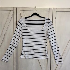 SHEIN Black and White Striped Blouse